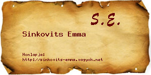 Sinkovits Emma névjegykártya